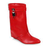 Image & Stylez LLCLock Low Wedge BootCity on Lock Low Wedge BootThese Wedge Boots are giving Sexy and Chic vibes.
True to size Drape Over Pointed Toe High Heel Wedge Cover Up Fold Over Mid-Calf Boots Heel Height Approx. 3.25" Boo